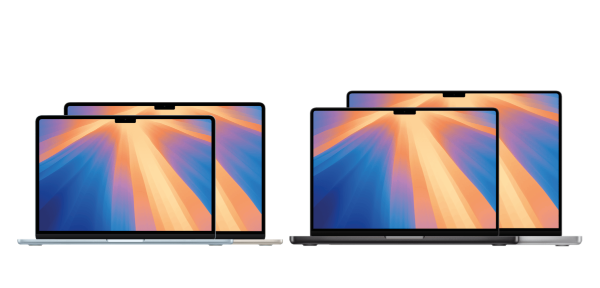 Ein Überblick der aktuellen Apple MacBook Modelle: MacBook Air 13“ und 15“ sowie MacBook Pro 14“ und 16“