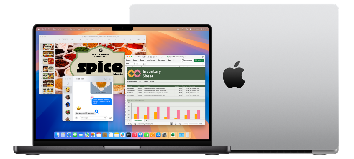 Ein 14 Zoll Apple MacBook Pro 14 mit aktiviertem Display in Space Black und das Modell mit 16 Zoll geschlossen in Silber