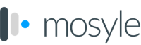 Das Mosyle logo blau, weiss, grau